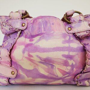 Kooba Leather Purse tote Handbag white purple pink ivory barbiecore cowgirl dyed